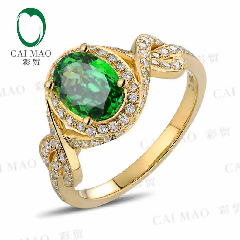 CaiMao 18KT/750 желтое золото 1 13 карат натуральный Tsavorite &amp 0 50 Полный вырез бриллиант