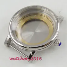 43 мм Stinaless стальные часы с сапфировым стеклом чехол fit ETA 821A 2836 Движение