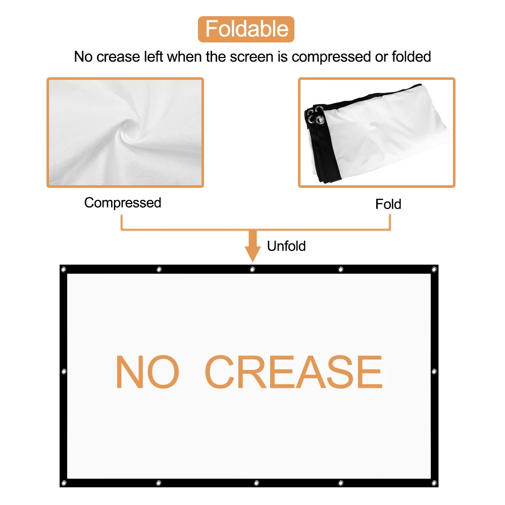 HENZIN 16:9 сгущенный складной 100 дюймовый экран проектора Матовый Белый Передний Задний HD 3D экран Для проекционного экрана домашнего кинотеатра