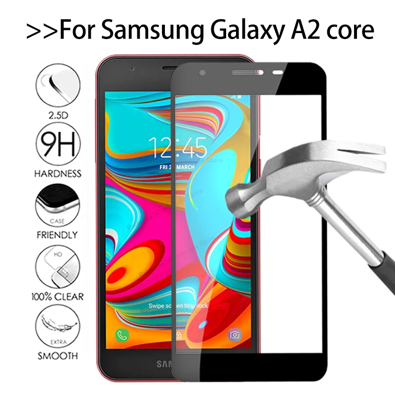 Защитное стекло закаленное с полным покрытием для Samsung a2 core galaxy a 2 a2core | Мобильные