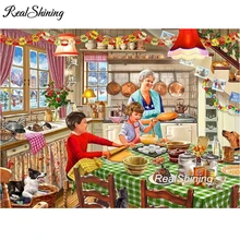 REALSHINING diy Алмазная картина для мамы торта изготовление на заказ Вышивка крестиком 5D полная мозаика Алмазная вышивка рукодельные работы FS2805
