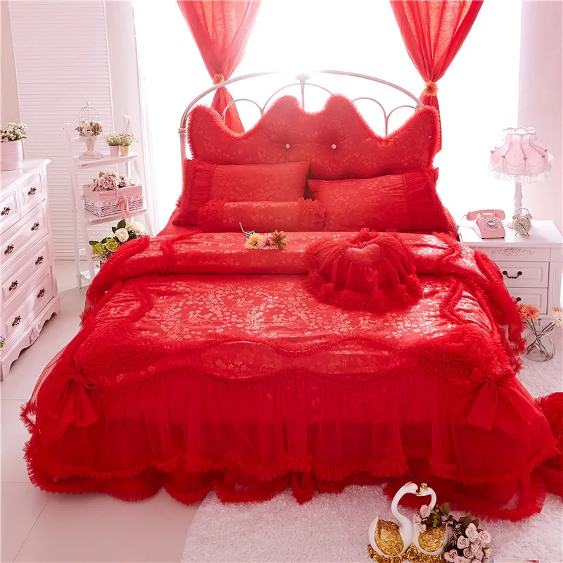 4/6pcs 100% Cotton white Princess Jacquard Girl Textile lace Bedskirt Pillowcase Twin Queen King Size Duvet Cover Bedding Set 4/6pcs 100% Cotton white Princess Jacquard Girl Textile lace Bedskirt Pillowcase Twin Queen King Size Duvet Cover Bedding Set
