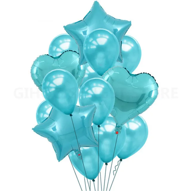 10Pcs Tiffany Blue Balloons 12 inch Latex Party Balloons Star Foil for