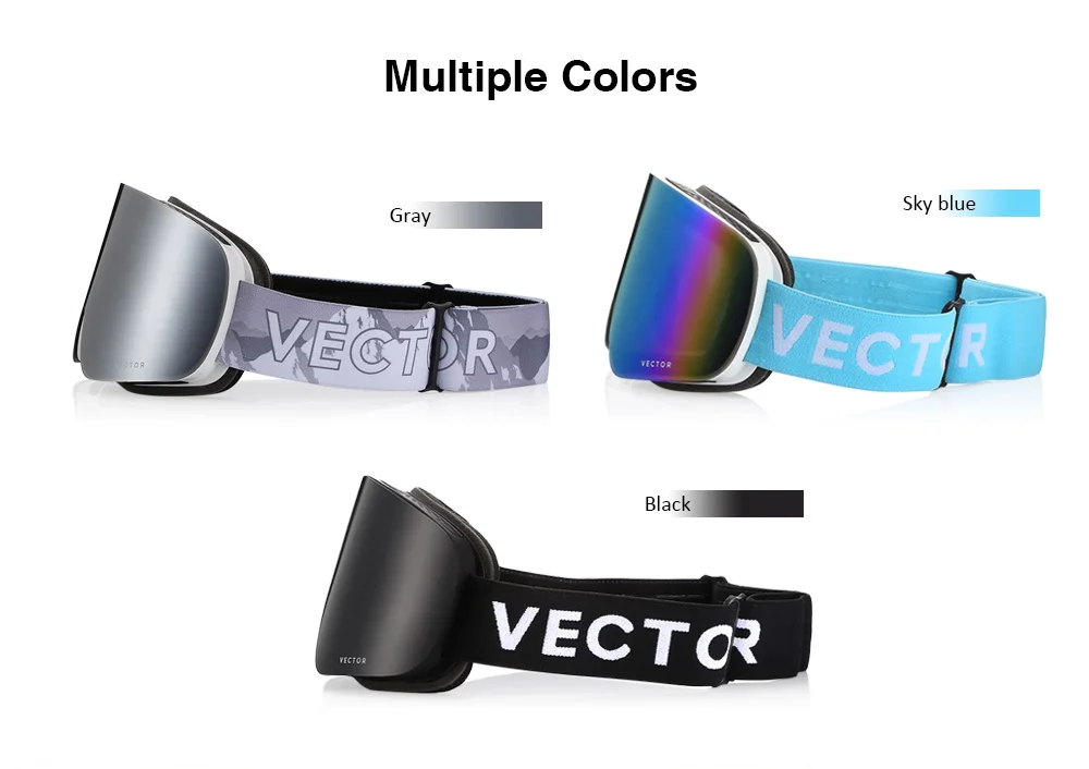 vector Outdoor Ski Goggles Double-layer Lens TPU Frame Anti-fog Glasses