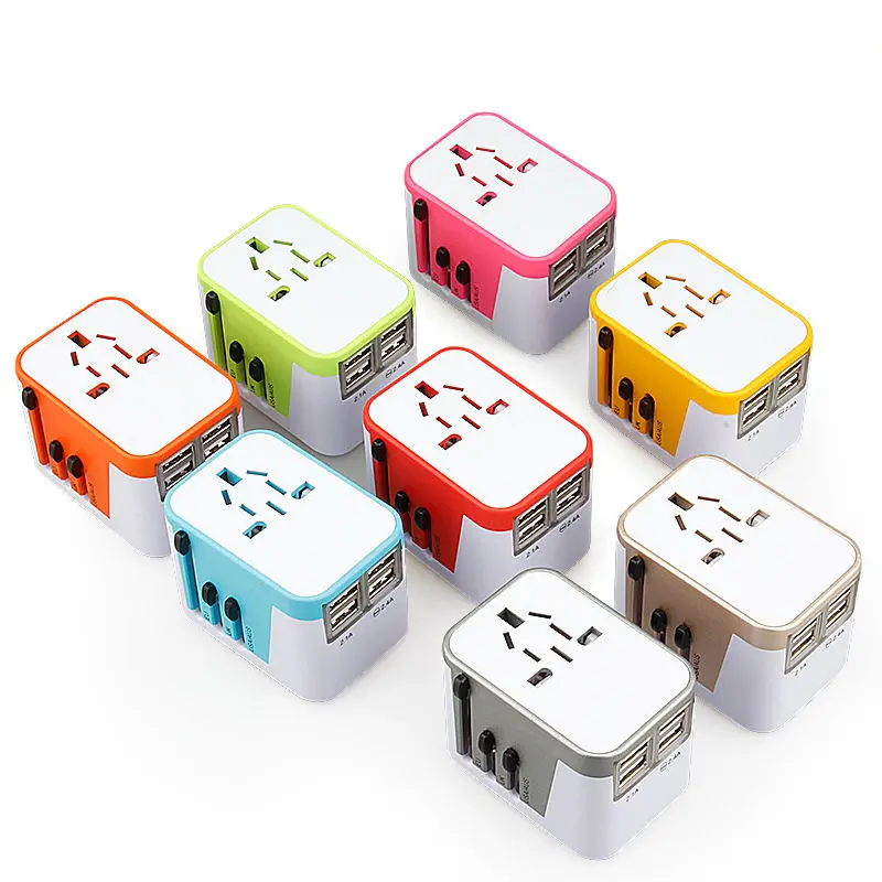 Universal Travel USB Charger Adapter with EU US AU Plug for Mobile Phone Adapters 4 USB Charger CE.ROHS.FCC approved