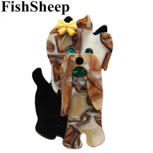 FishSheep New Dog Brooches Pins Resin Animal Acrylic Brooch And Pins For Women Man Banquet Decoration Dress Female Accessories