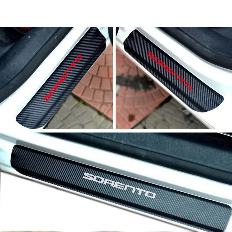 Car styling For KIA SORENTO Carbon Fiber Vinyl Sticker Car Door Sill Protector Scuff Plate Car