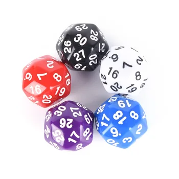 

5 Colors 25mm 30 sided Dice High Quality Plastic Cubes Dice