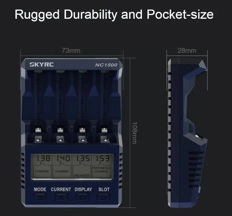 SKYRC NC1500 5 в 2.1A 4 слота lcd AA/AAA зарядное устройство и анализатор NiMH батареи зарядное устройство Разрядка и обновление