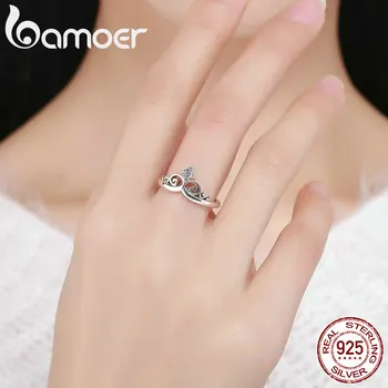 100% Real 925 Sterling Silver Dazzling AAA Zircon Princess Crown Ring For Women Wedding Engagement 4