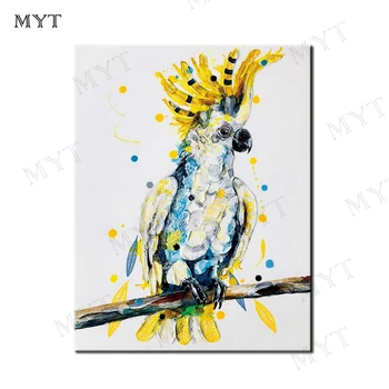 

MYT Oversized Parrot Learns To Talk Home Decoration Living Room Decorative Fine Art Pictures Painting Home Goods Oil Painting