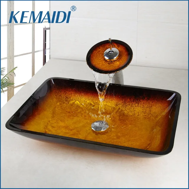 KEMAIDI Nuovo Oro Lavandino del Bagno Lavabo Bagno Set Rubinetto ... KEMAIDI Nuovo Oro Lavandino del Bagno Lavabo Bagno Set Rubinetto ...