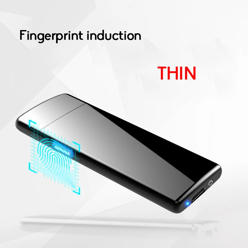 Latest-Ultra-thin-Fingerprint-Touch-Sensor-Cigarette-Lighter-Rechargeable-USB-Charging-Lighters-Plasma-Electric-Wire