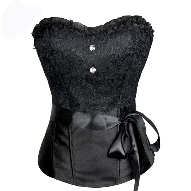 Lace Strapless Sexy Overbust Corset Exotic Summer Gothic Clothing Punk Corset Bustier Top Black Wedding Party Corselet Corset (1)