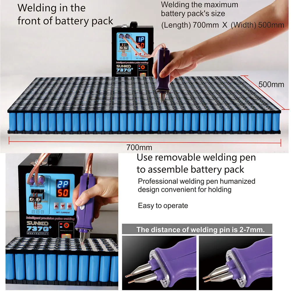 Новинка SUNKKO 737 г+ 18650 кВт аккумуляторная машина для точечной сварки для батарей никель-полосная Соединительная батарея импульсная сварочная ручка сварщик
