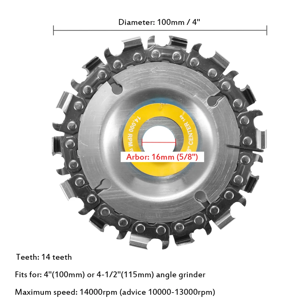Новый 4-дюймовый 14 зубов цепная пила скульптура резьба по дереву диск для 100/115 угловая шлифовальная машина