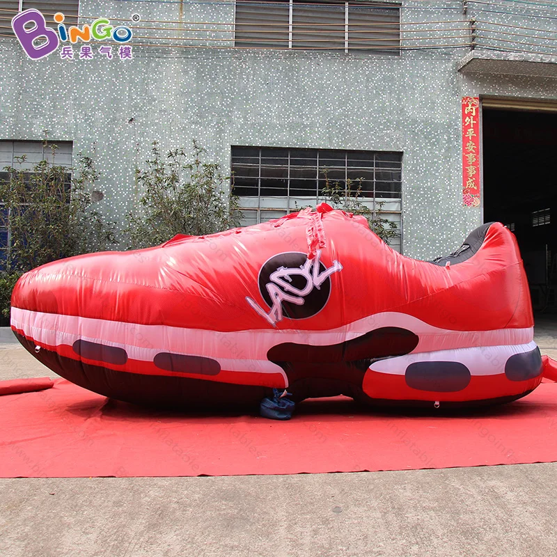 

Customized 4M long giant inflatable sport shoe model for advertising show conspicuous blow up red sneaker for promotion toys