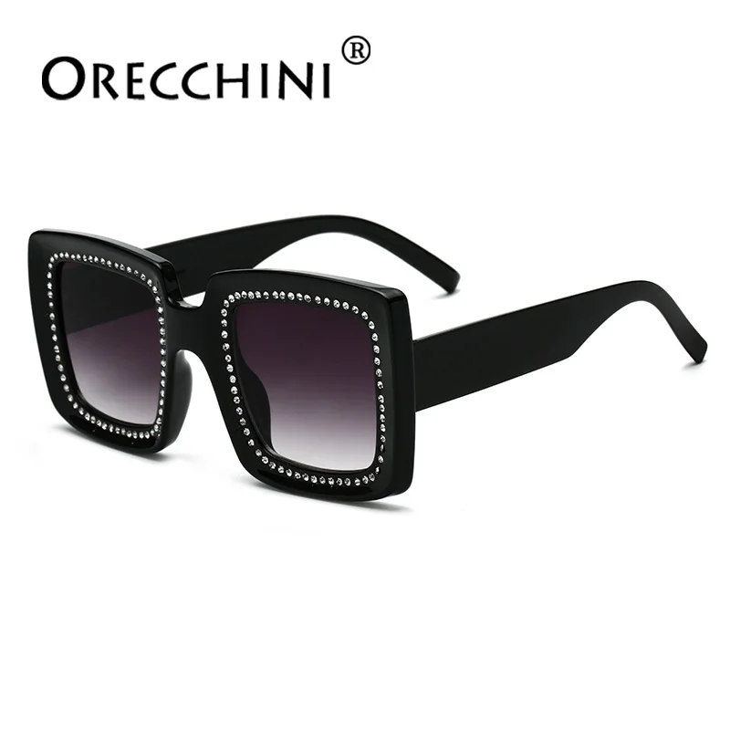 ORECCHINI негабаритных алмаз Квадратные Солнцезащитные очки для женский, черный Мода Luxur бренд очки Для мужчин gafas-де-сол женщин UV400 MSF8871B