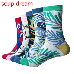 [Soup dream] бренд 2018 мужские повседневные носки прилив бренд любителей хлопковые носки цвет мультфильм чесаный хлопок носки пять пар