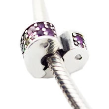DIY Подходит для Pandora шармы браслеты дуга любви бусина с зажимом с разноцветным CZ стерлингового серебра 925-ювелирные изделия