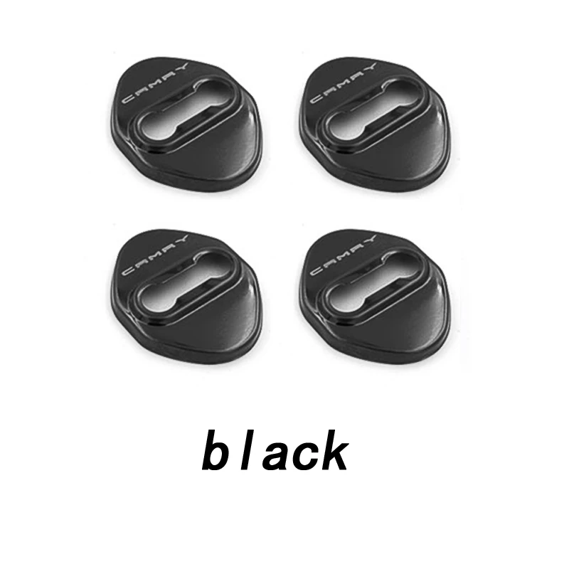 BACKAR 4pcs Car Styling Stainless Steel Interior Stickers For Toyota Camry XV70 Door Lock Cover Lockstitch Accessories - Название цвета: 4pcs-black