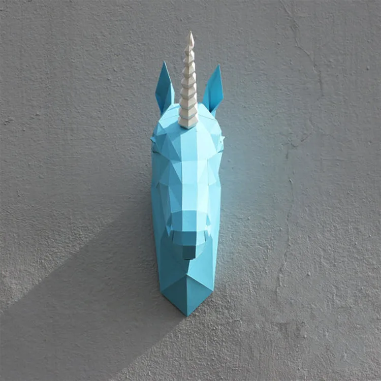 3D бумажная модель diy Единорог оригами настенная Бумага Ремесло животные игрушки