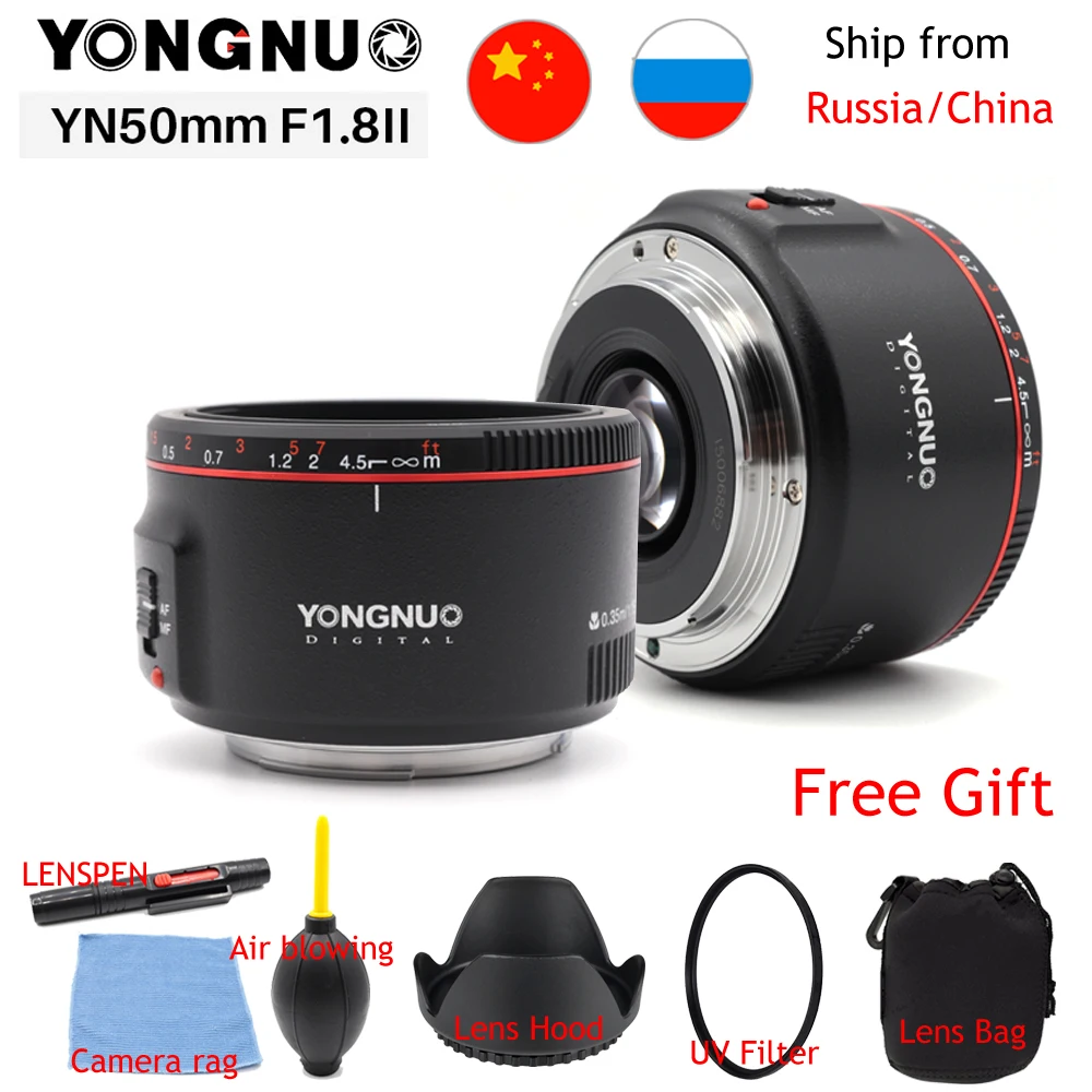 Оригинальный объектив YONGNUO YN50mm F1.8 II с большой апертурой и автофокусом для камеры