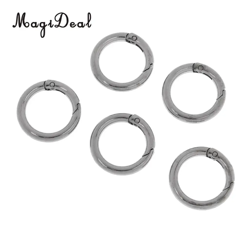 MagiDeal Light Weight 5 Pieces 28mm Alloy Round Carabiners Camping Spring Clip Keychain Circle Carabiner for Camping Hiking