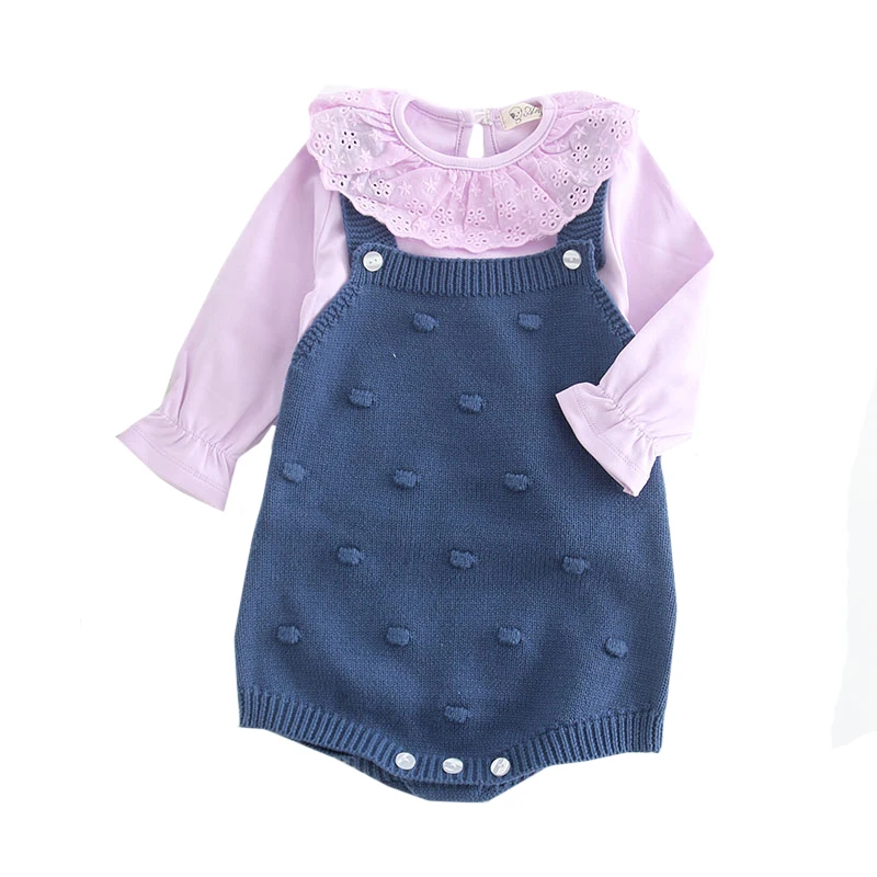 الأزياء محبوك الطفل رومبير للفتيات وزرة الخريف الربيع طفل بذلة طفلة الملابس طفل فتاة رومبير حللا