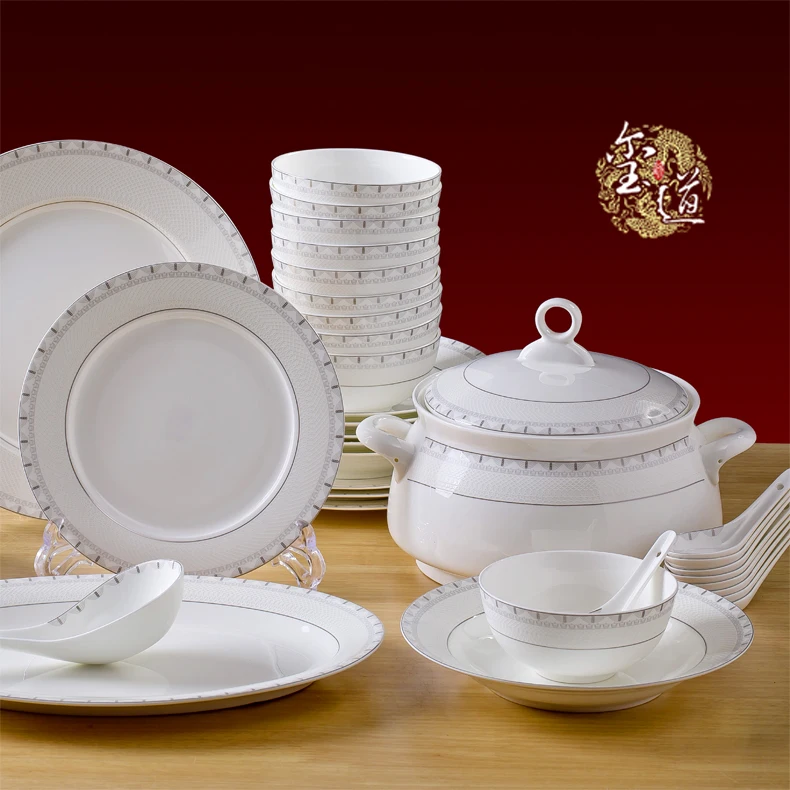 

Bowl set 56 head bone china tableware sets Jingdezhen ceramics European dishes dish housewarming gifts
