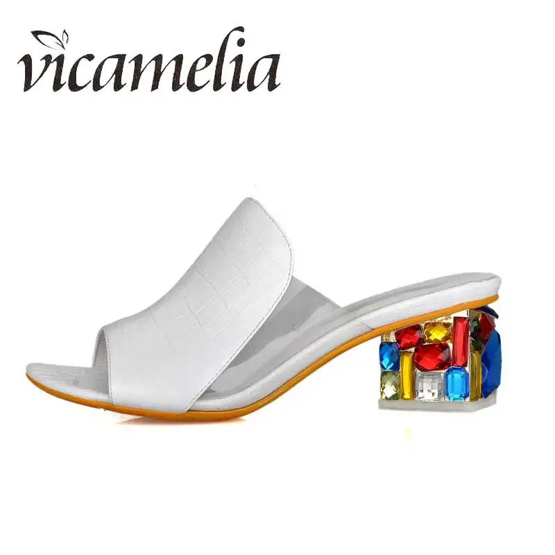 Vicamelia/женские сандалии гладиаторы на среднем каблуке с разноцветными