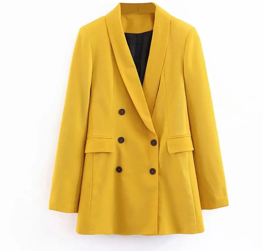 2019 Women Double Breasted Long Blazers Office Lady Small