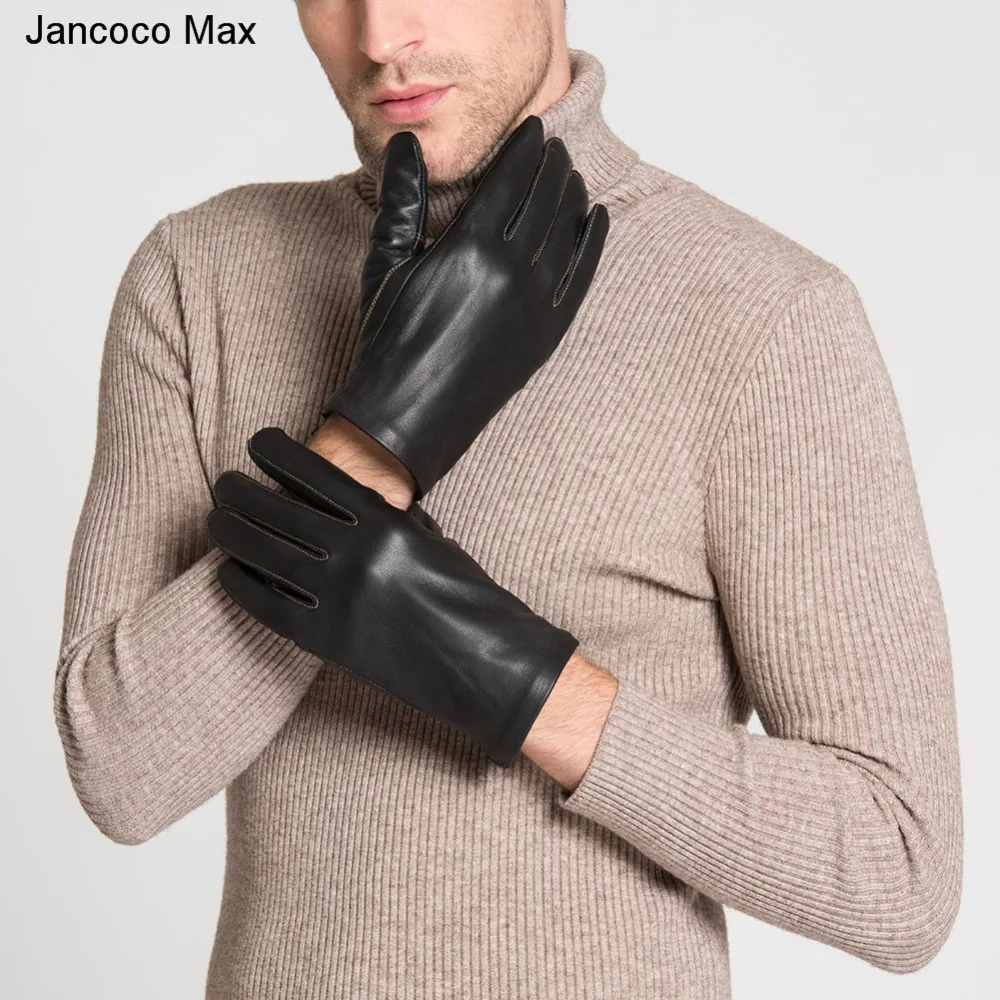 Jancoco Max, черные и коричневые, новинка, натуральная овчина, кожаные перчатки, зимние, теплые, бренд, для вождения, варежки для мужчин, S2058