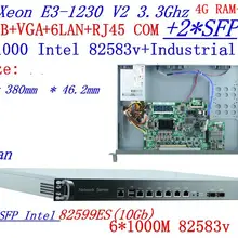 Маршрутизатор двигателя Carrier Firewall 2*10 Gb SFP с 6*82583 v Gigabit lan Inte четырехъядерный Xeon E3-1230 3,3G 4G ram 32G SSD