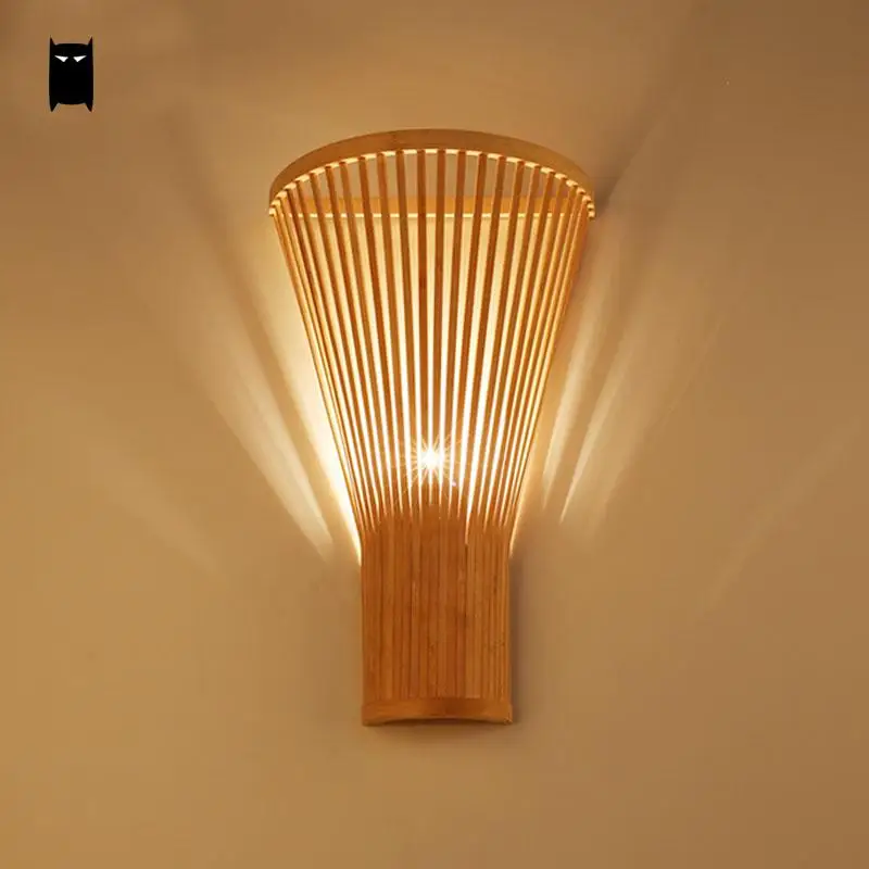 Bamboe Rieten Rotan Fan Lampenkap Wandlamp Armatuur Aziatische Rustieke Stijl Blaker Lamp Slaapkamer Hal Trap Balkon Gang - AliExpress Licht & verlichting