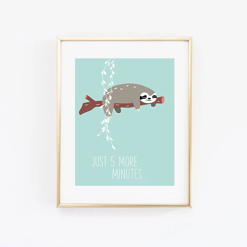 

Wall Pictures Posters Prints Canvas Art Home Decoration animal Cute Cute Sloth nordic Painting For baby Living Room zs631