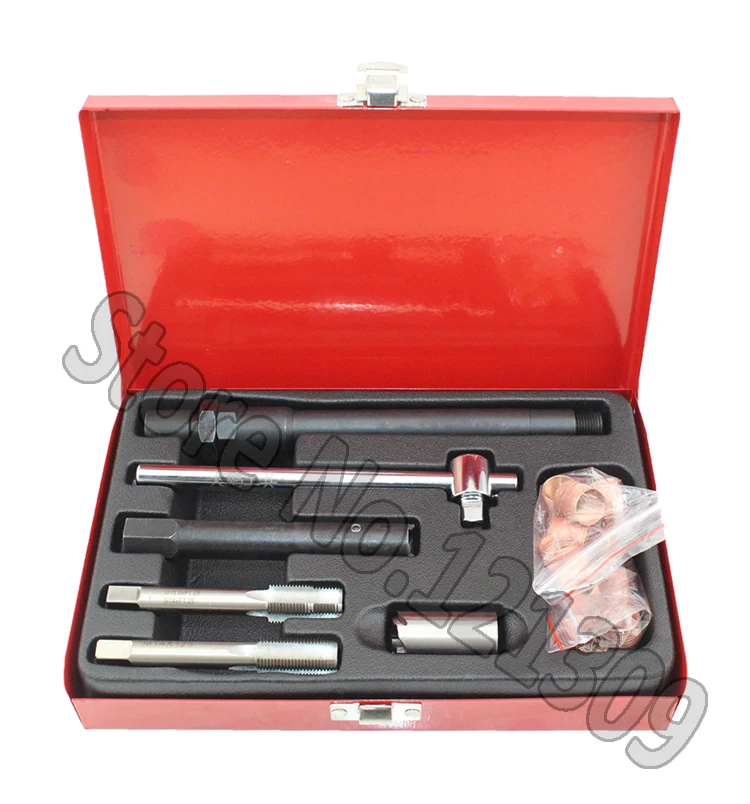 

Hand Tool Set 25 PC Spark Plug Thread Repair Tools Kit M14 x 1.25 with Metal Case