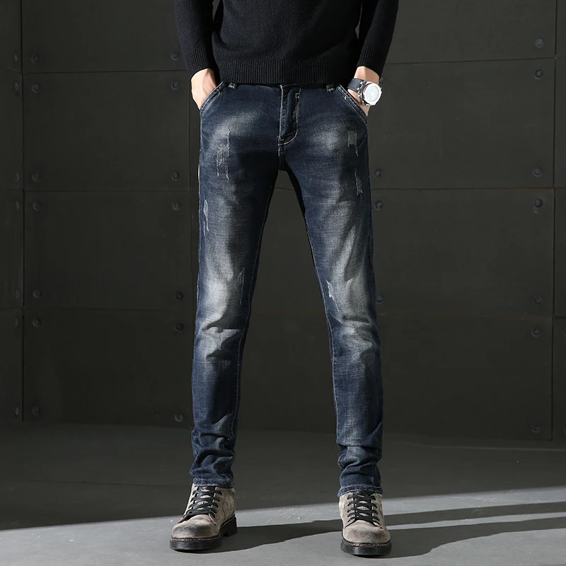 2018 New Men's Fashion Jeans Business Casual Stretch Slim Jeans Autumn ...