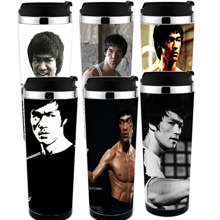 free shiping  Bruce Lee travel mug  adversing mug easy for DIY , can design  mug for gift ,  new cap easy for drink 2