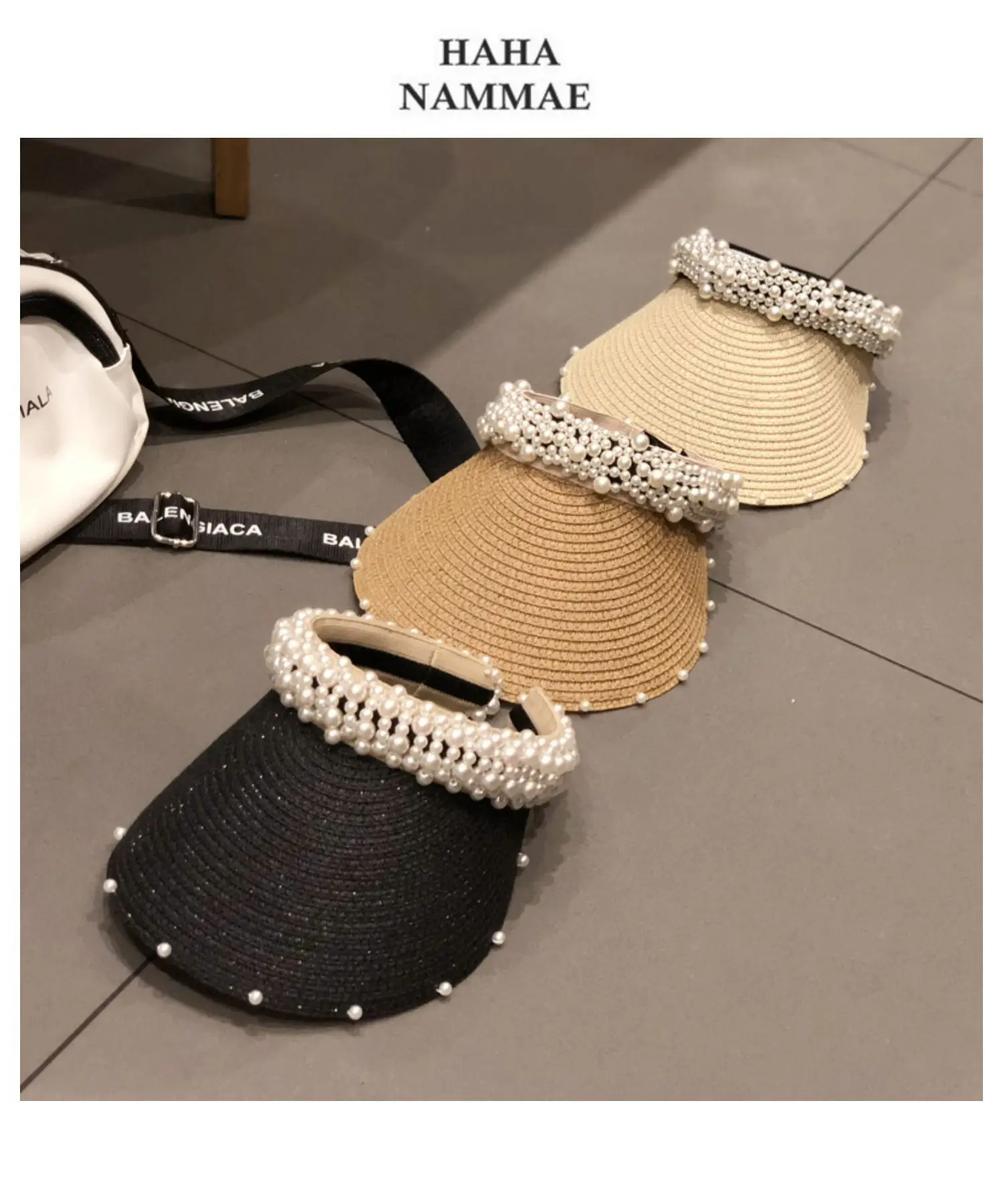 Женская соломенная шляпа Raffia от солнца с перламутровым козырьком ручной работы