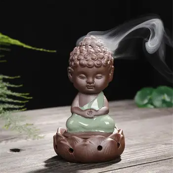 

The Little Monk Censer Creative Home Decor Lotus Small Buddha Incense Holder Backflow Incense Burner Use In Home Office Teahouse