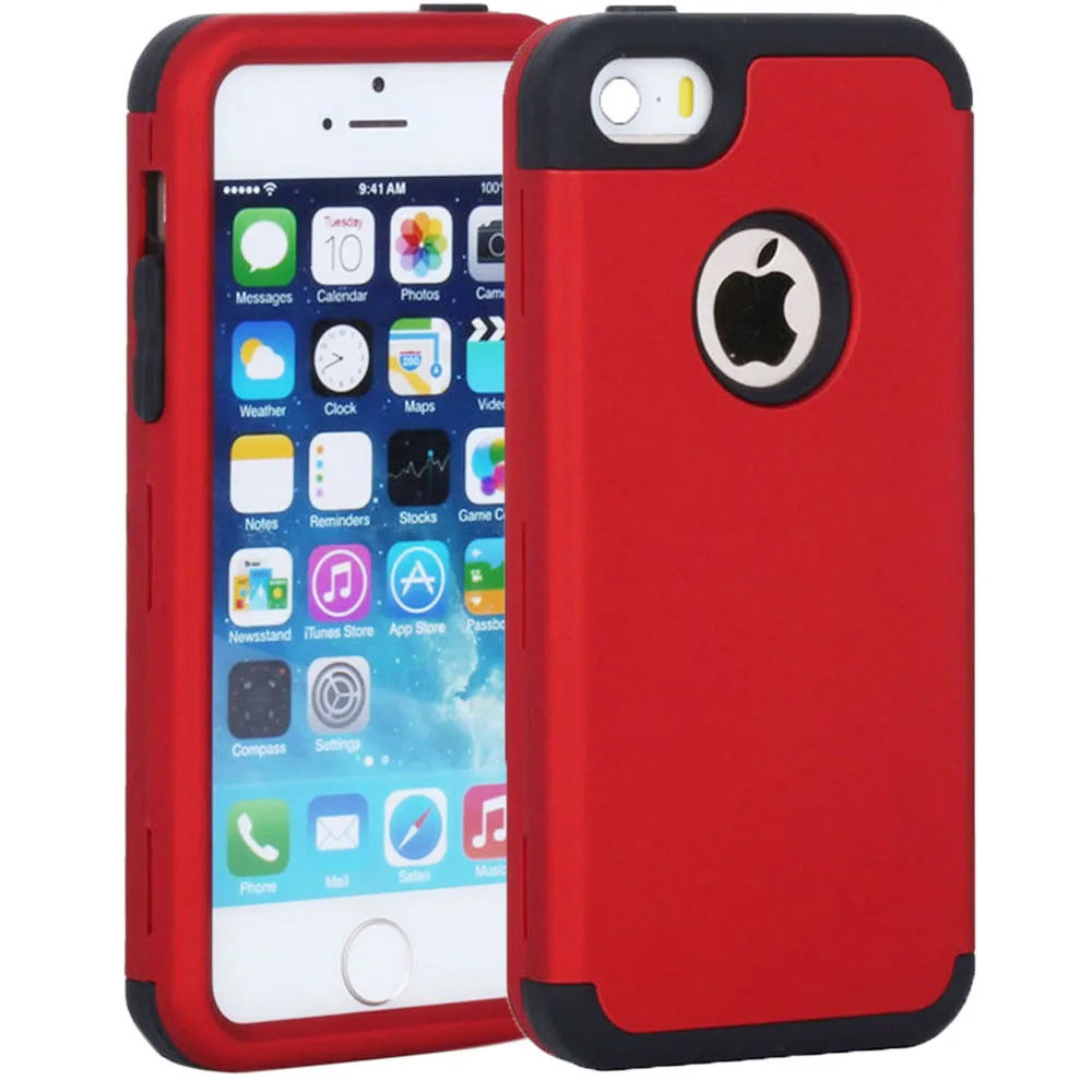 

Rubber Cases for Apple iPhone 5 5S SE 5C S C 3in1 Soft Hard Heavy Duty Protection Combo Cover Plastic Phone Bag Shell