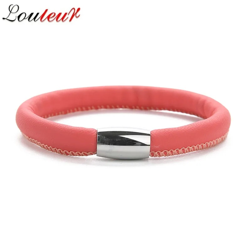 

LOULEUR 2018 New Cheap Leather Bracelets For Men Women Black Blue Red Colors Couple Bracelets & Bangles Fashion Jewelry 19/21cm