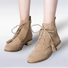 plus size 34-43 Fashion Punk Genuine Leather Ankle Boots Carving Flats Round Toe Tassel lace up Casual Martin Boots Women Shoes plus size 34-43 Fashion Punk Genuine Leather Ankle Boots Carving Flats Round Toe Tassel lace up Casual Martin Boots Women Shoes
