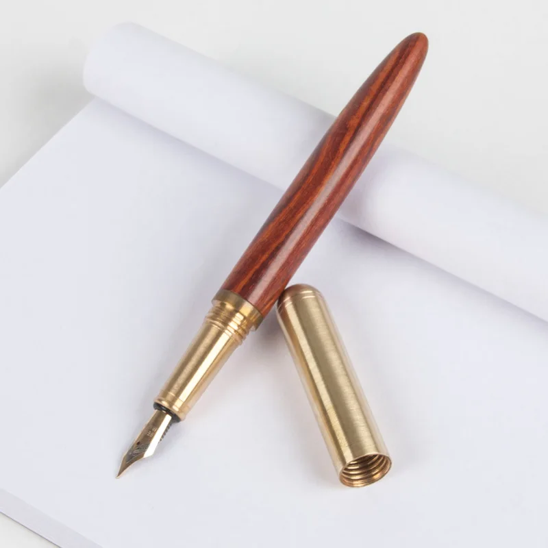 Медная деревянная перьевая ручка Extra Fine перо мм 0,5 мм финансовые ручки с коробкой подарок канцелярские принадлежности для учителей друзей