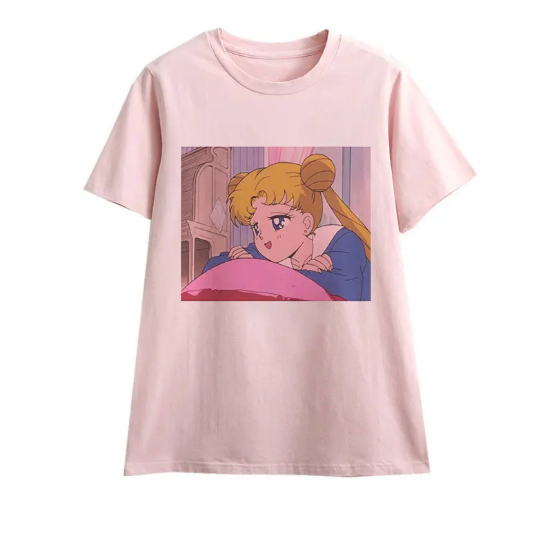 Summer 2019 New Arrival Cute Sailor Moon Anime Print Female Tshirt Japanese Clothes Harajuku Kawaii Women's T-Shirt Fashion Tops