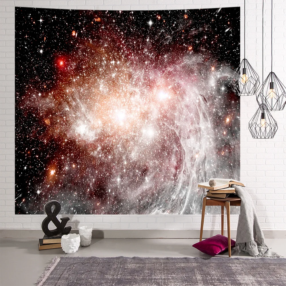 Galaxy Psychedelic Star Tapestry Wall Hanging Lightweight Polyester Fabric Forest wall hanging Decoration Home