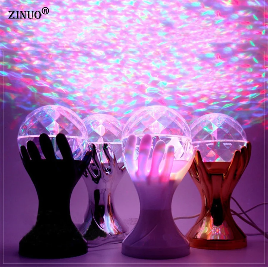 ZINUOb Авто вращающийся RGB светодио дный LED сценические лампы Palm хрустальный магический шар сценический эффект Освещение вечерние партии