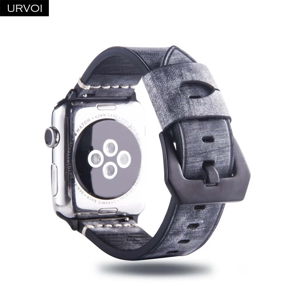 URVOI ремешок для apple watch series 6 5 4 3 2 1 SE прочный из натуральной кожи iwatch браслет белый