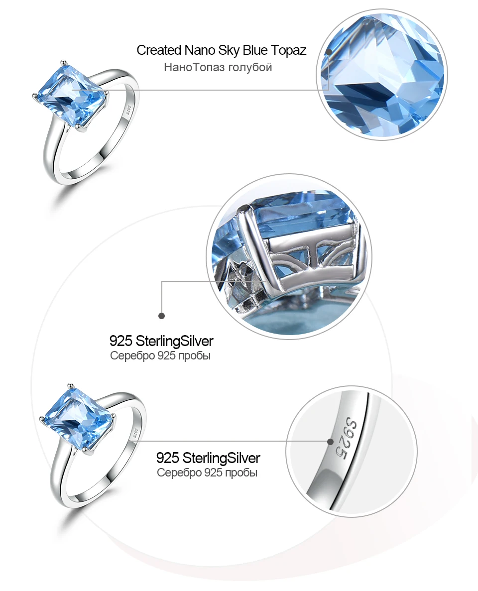UMCHO, роскошное небесно-голубое кольцо с драгоценным камнем топазом, цельное 925 пробы Серебряное обручальное кольцо для женщин, очаровательные вечерние ювелирные украшения для женщин